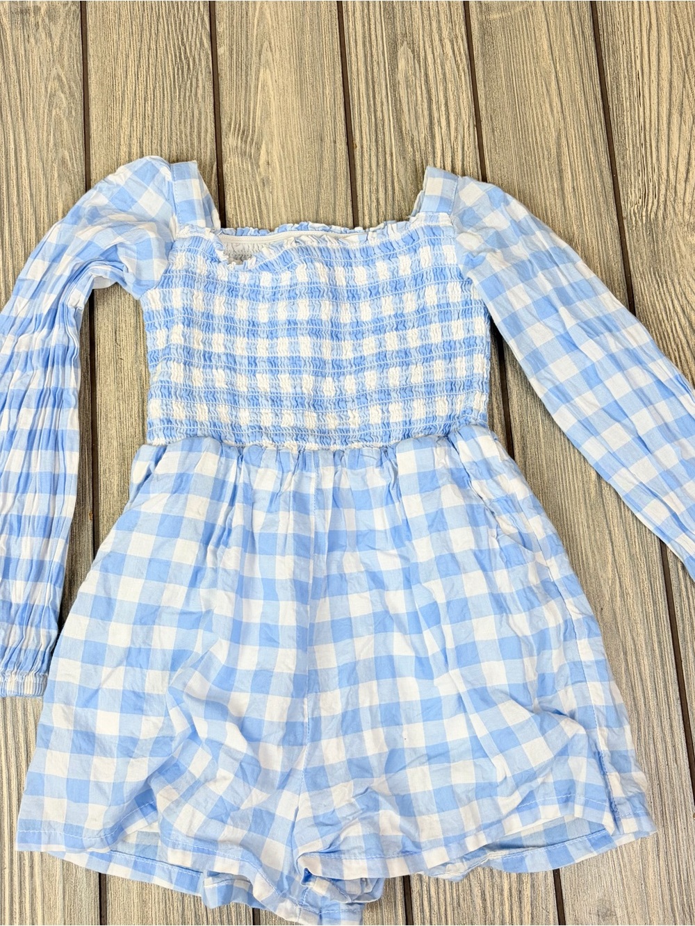 Janie and Jack Gingham Blue and White Romper Size 3